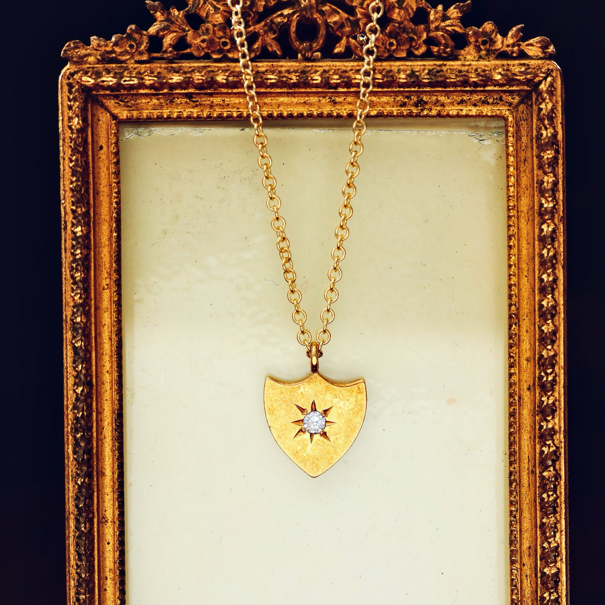 Darling Lil' Antique Diamond Shield Pendant
