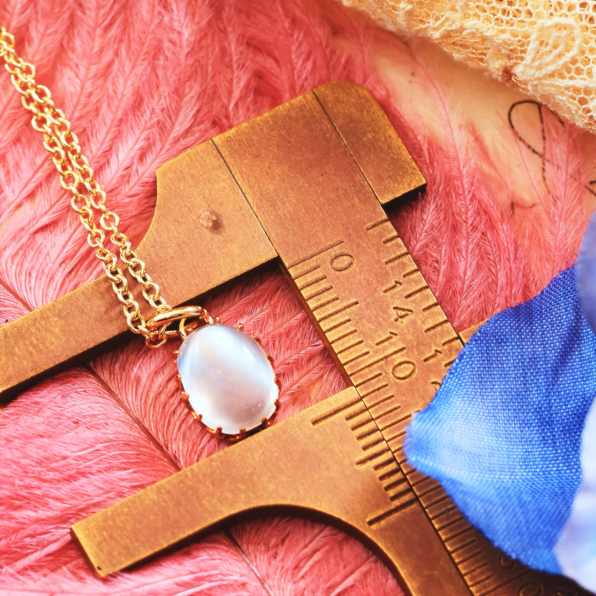 Antique Edwardian Blue Moonstone Necklace
