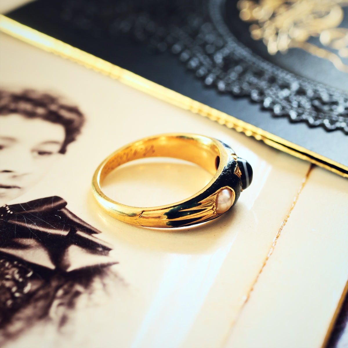 Enamelled Mourning Ring for Charles Hilton dated 1866