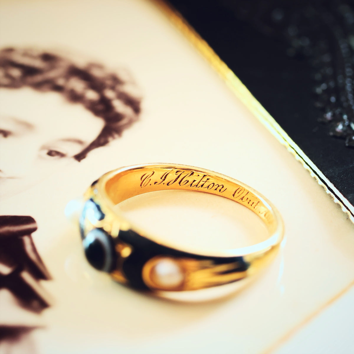 Enamelled Mourning Ring for Charles Hilton dated 1866