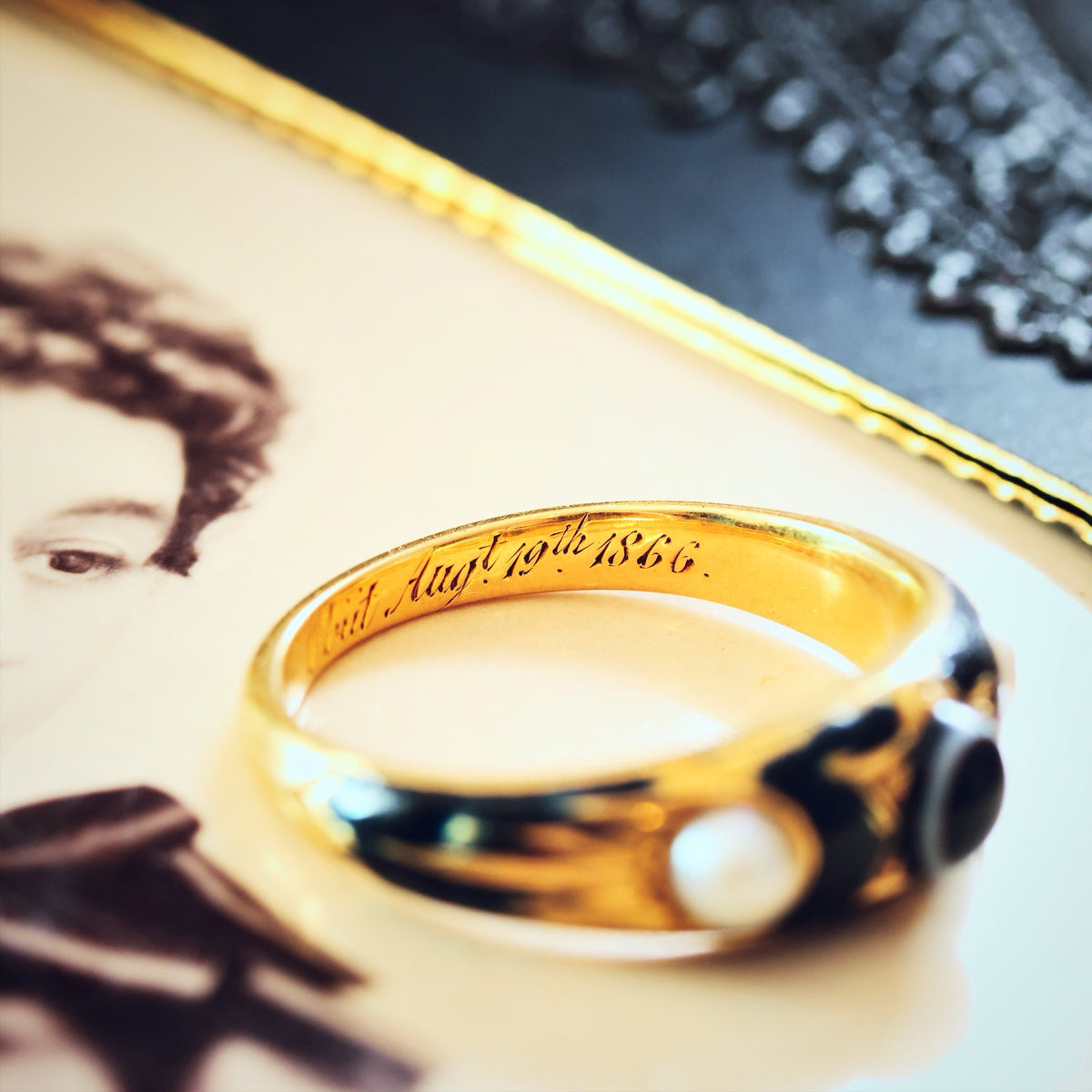 Enamelled Mourning Ring for Charles Hilton dated 1866