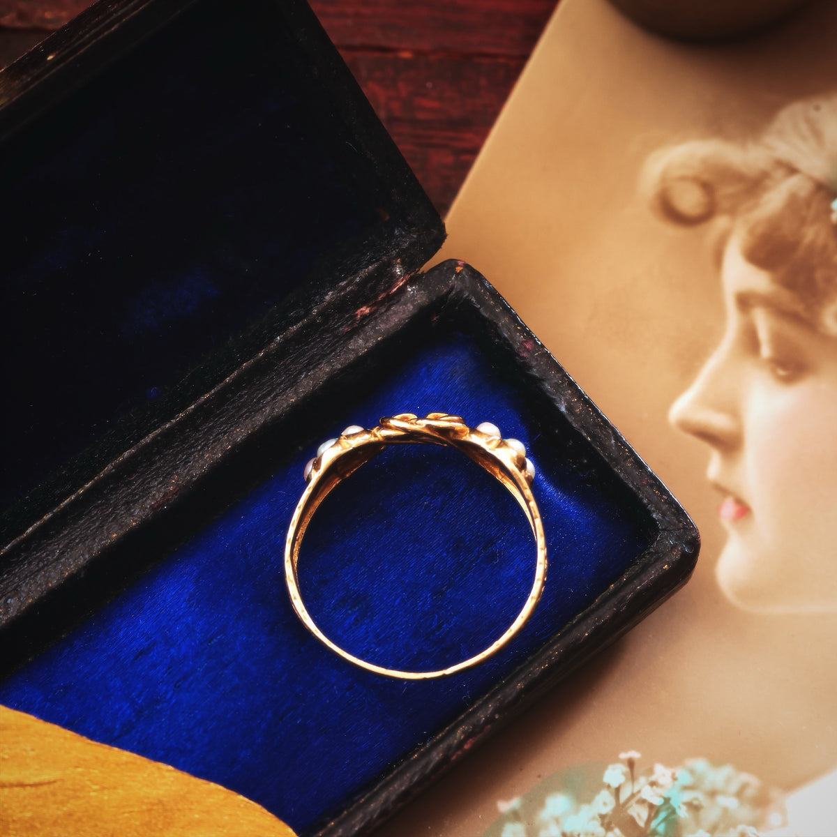 Antique Forget-me-not Turquoise & Wild Pearl Ring