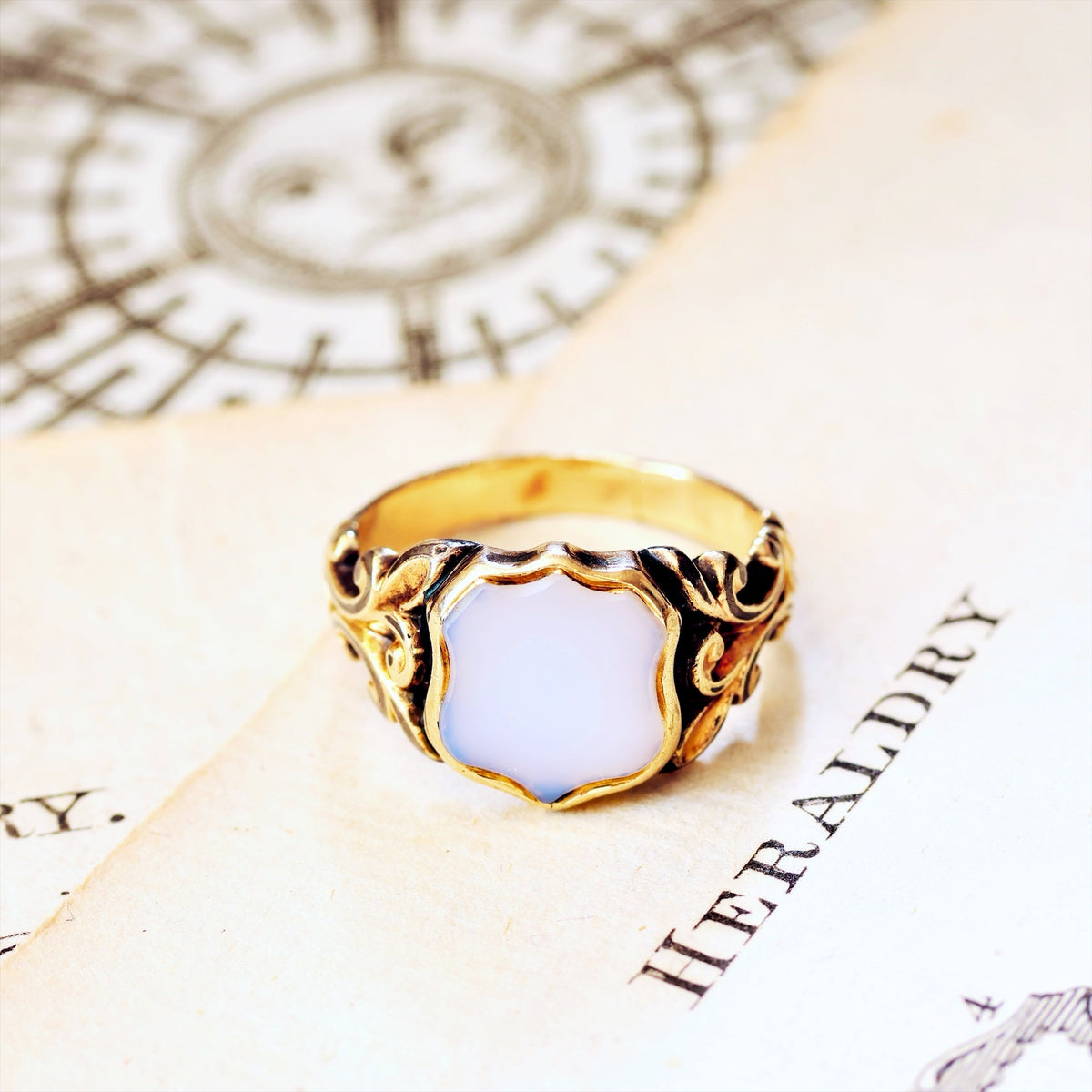 Antique Georgian Chalcedony Shield Signet Ring