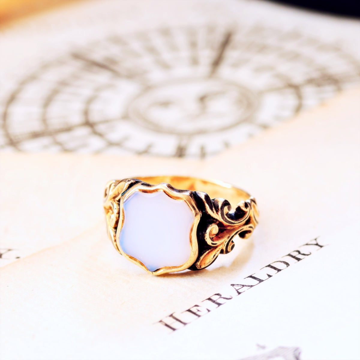 Antique Georgian Chalcedony Shield Signet Ring
