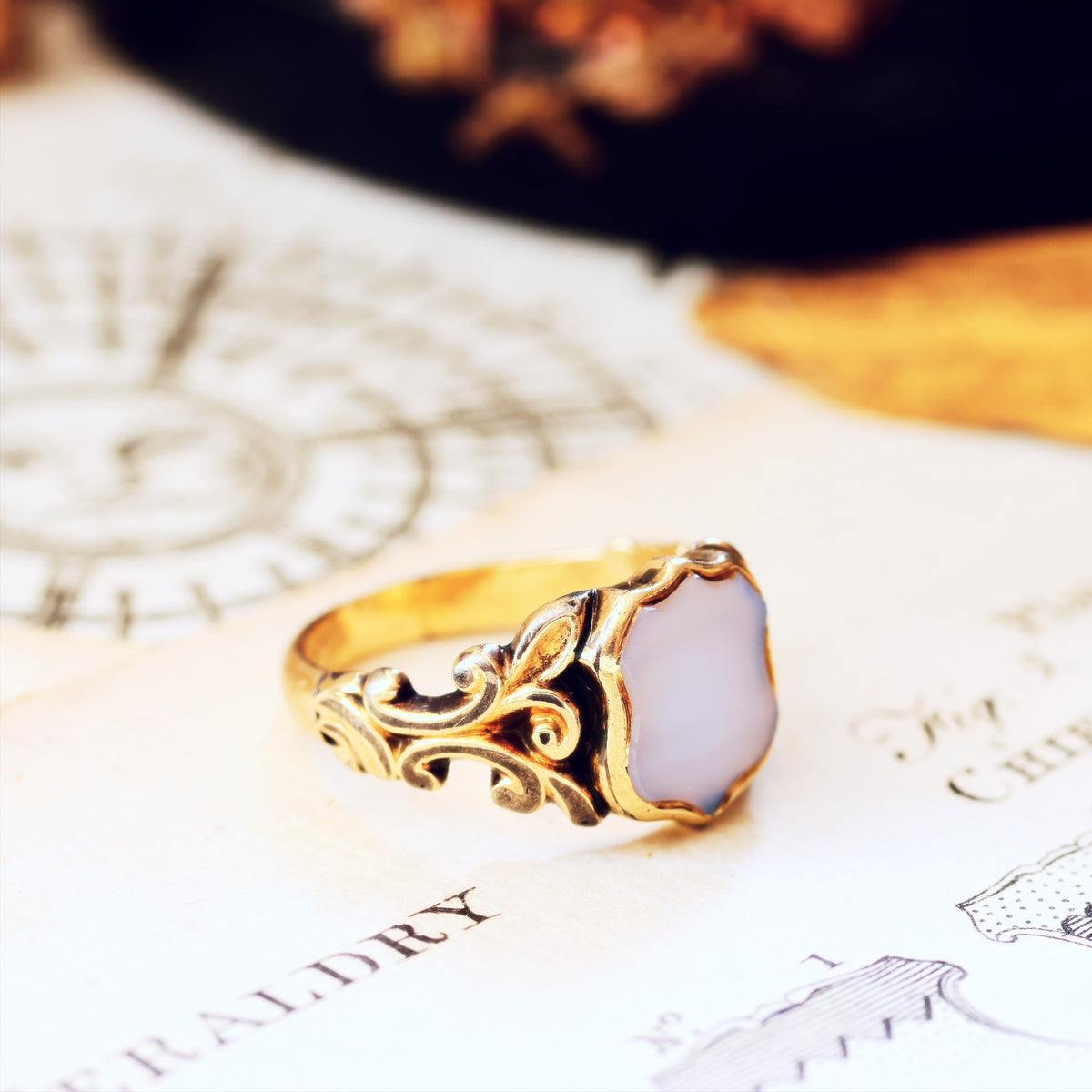 Antique Georgian Chalcedony Shield Signet Ring