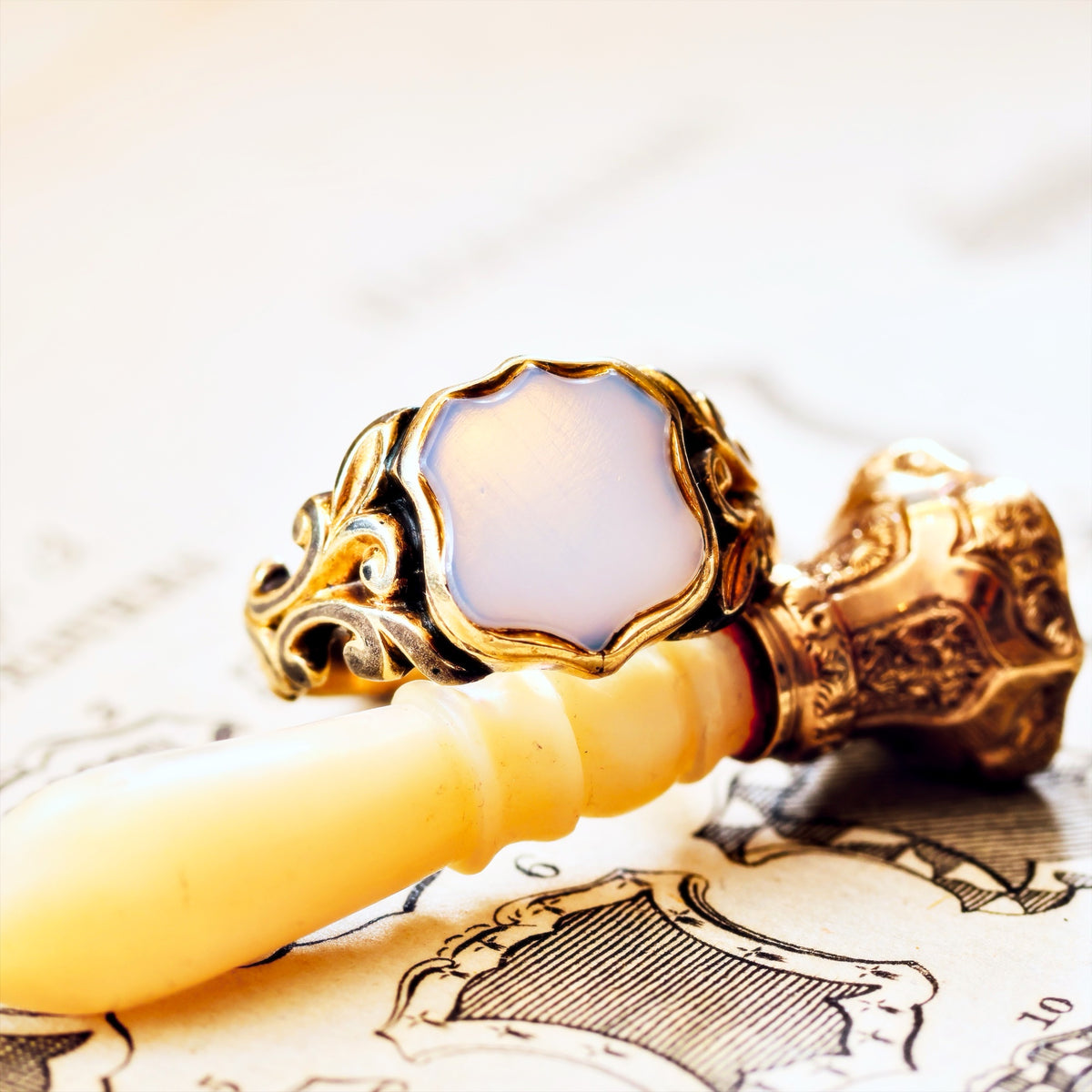 Antique Georgian Chalcedony Shield Signet Ring