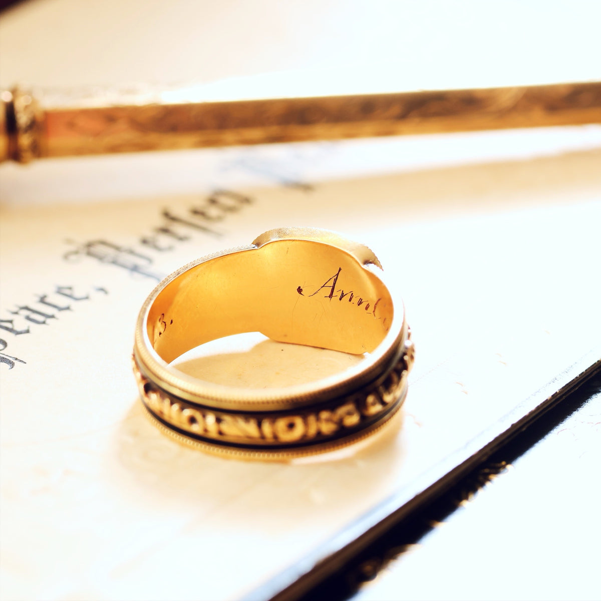 Precious Georgian Date 1820 Enamelled Mourning Ring