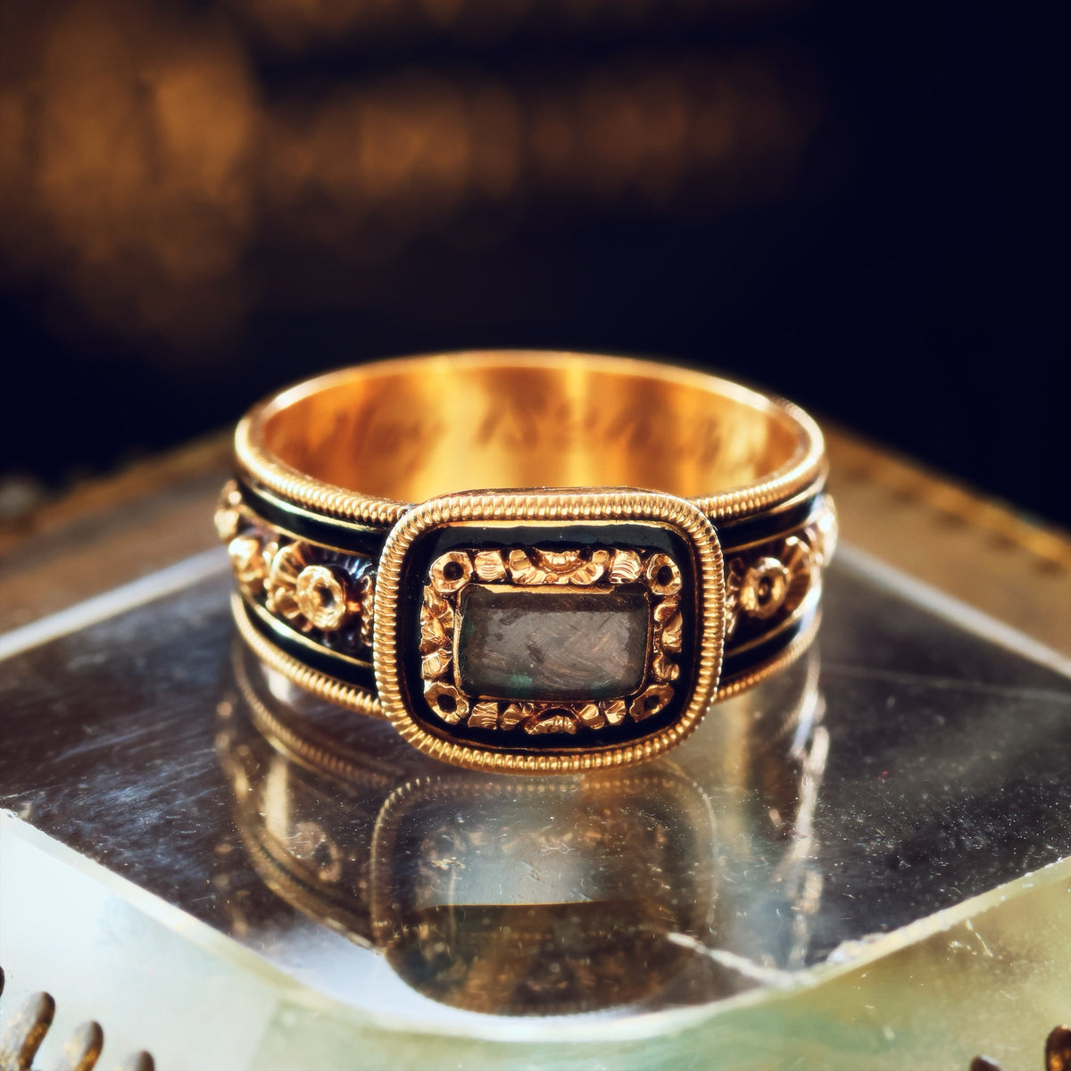 Georgian Date 1820 Enamelled Mourning Ring