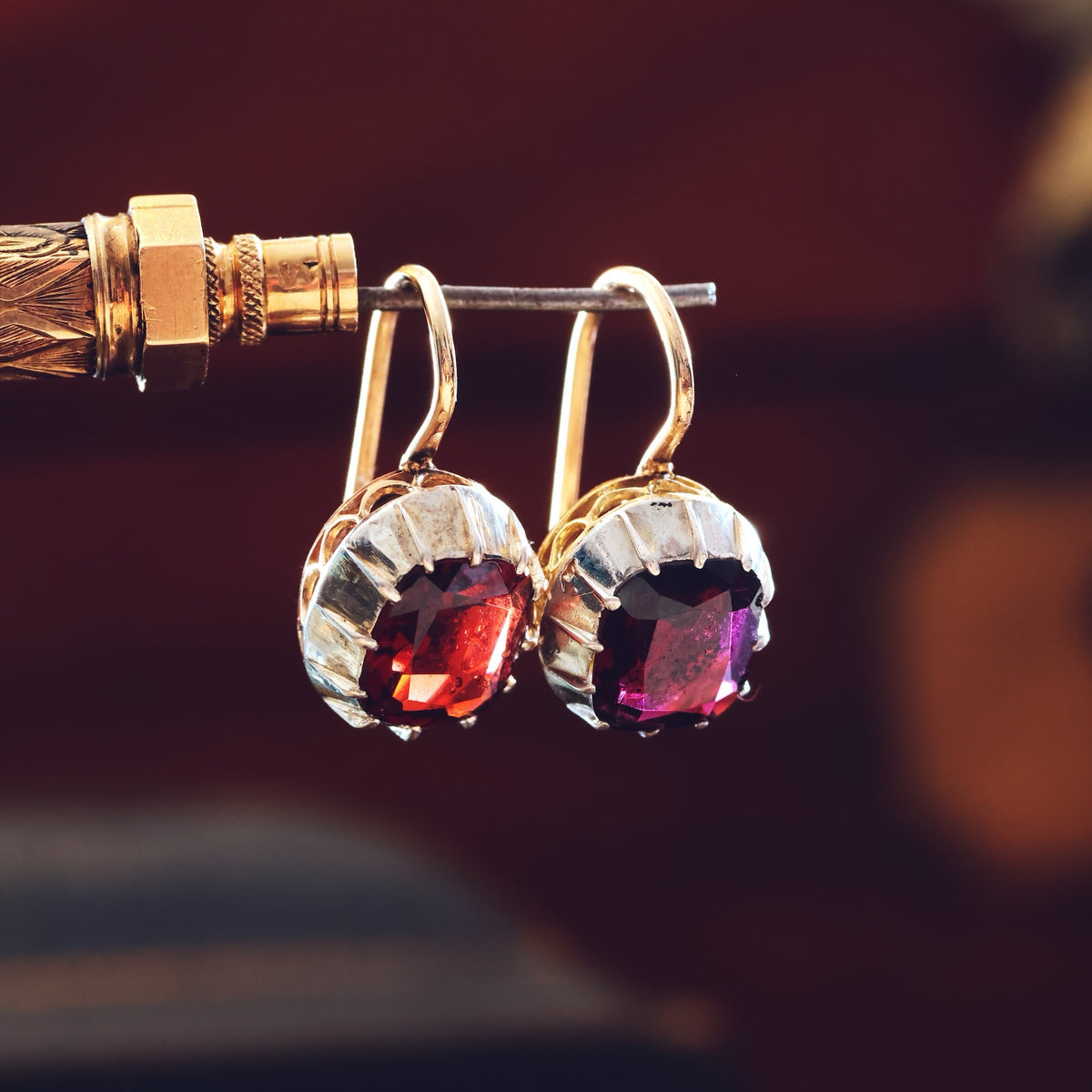 Antique Georgianesque Garnet Earrings