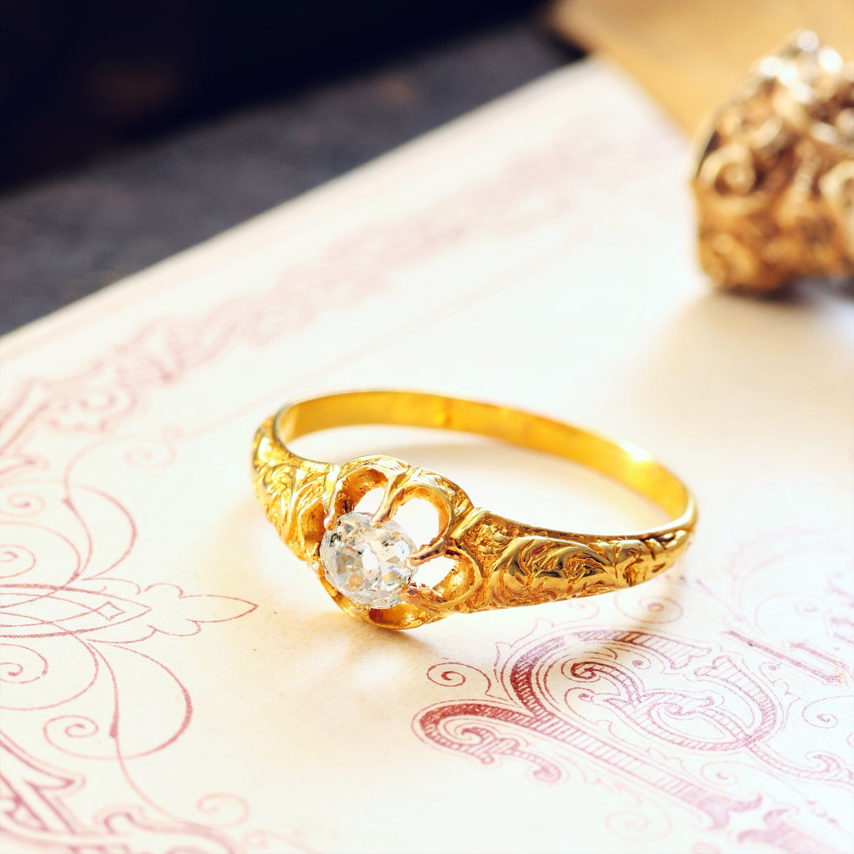 Antique Gothic Revivalist Diamond Engagement Ring