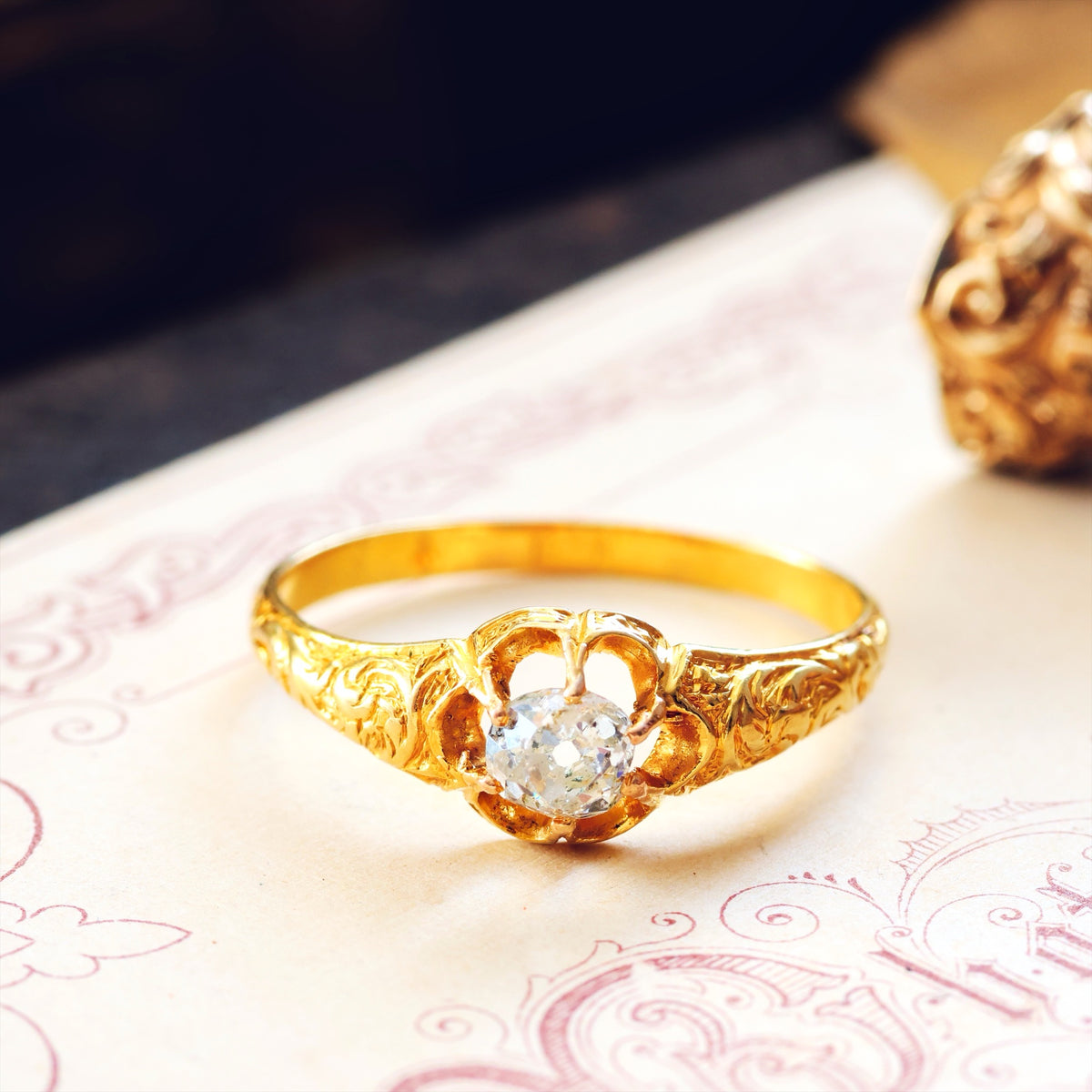 Antique Gothic Revivalist Diamond Engagement Ring