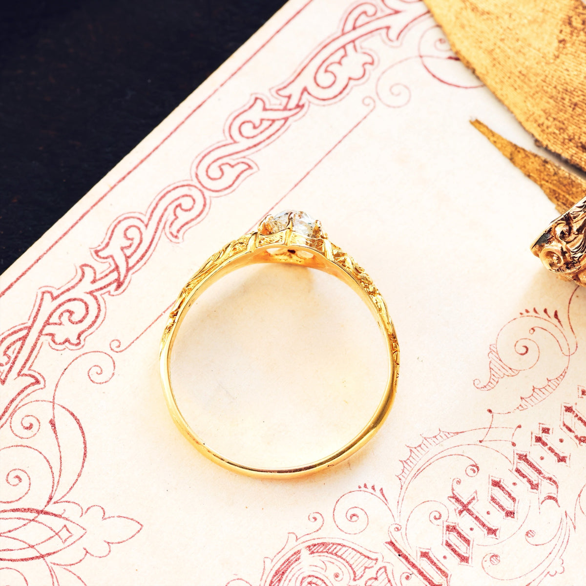 Antique Gothic Revivalist Diamond Engagement Ring
