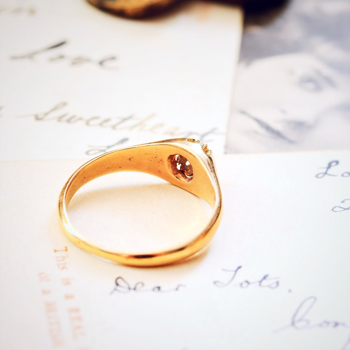 Petite Pretty Gothic Revivalist Diamond Engagement Ring