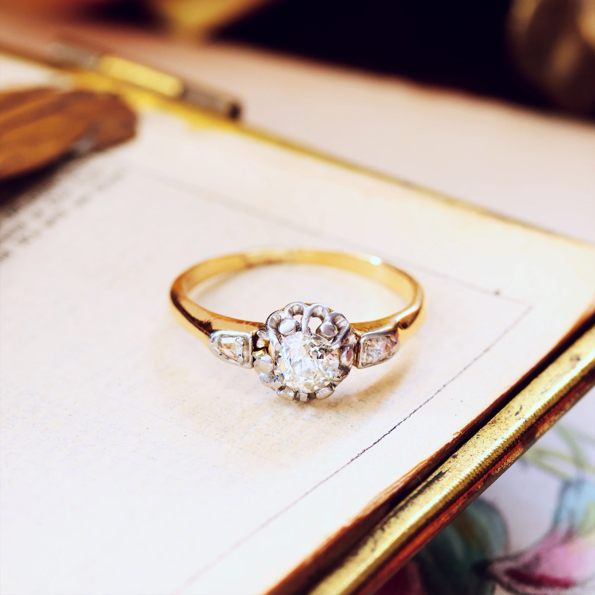 Darling Antique Hand Cut Diamond Engagement Ring