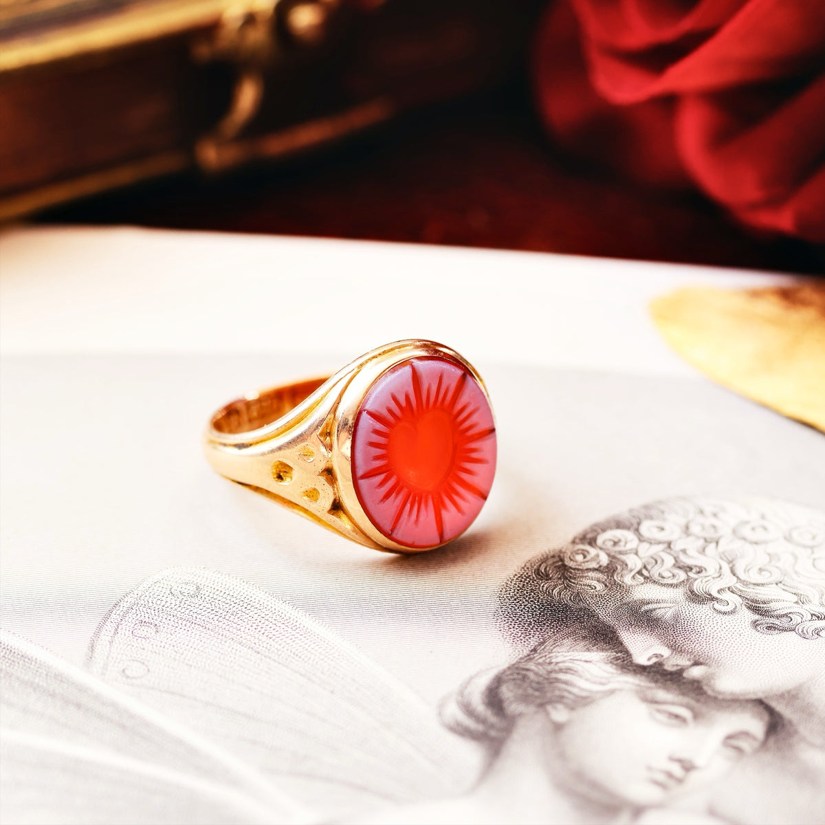 Antique Intaglio Sardonyx Signet Ring