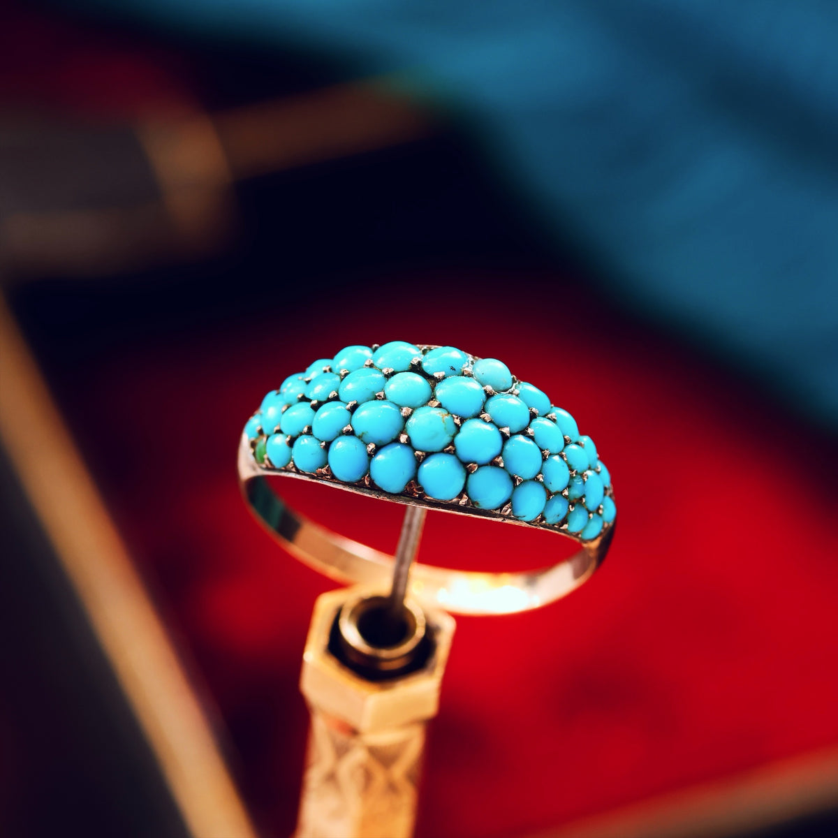 Antique Mid Victorian Pave Persian Turquoise Ring