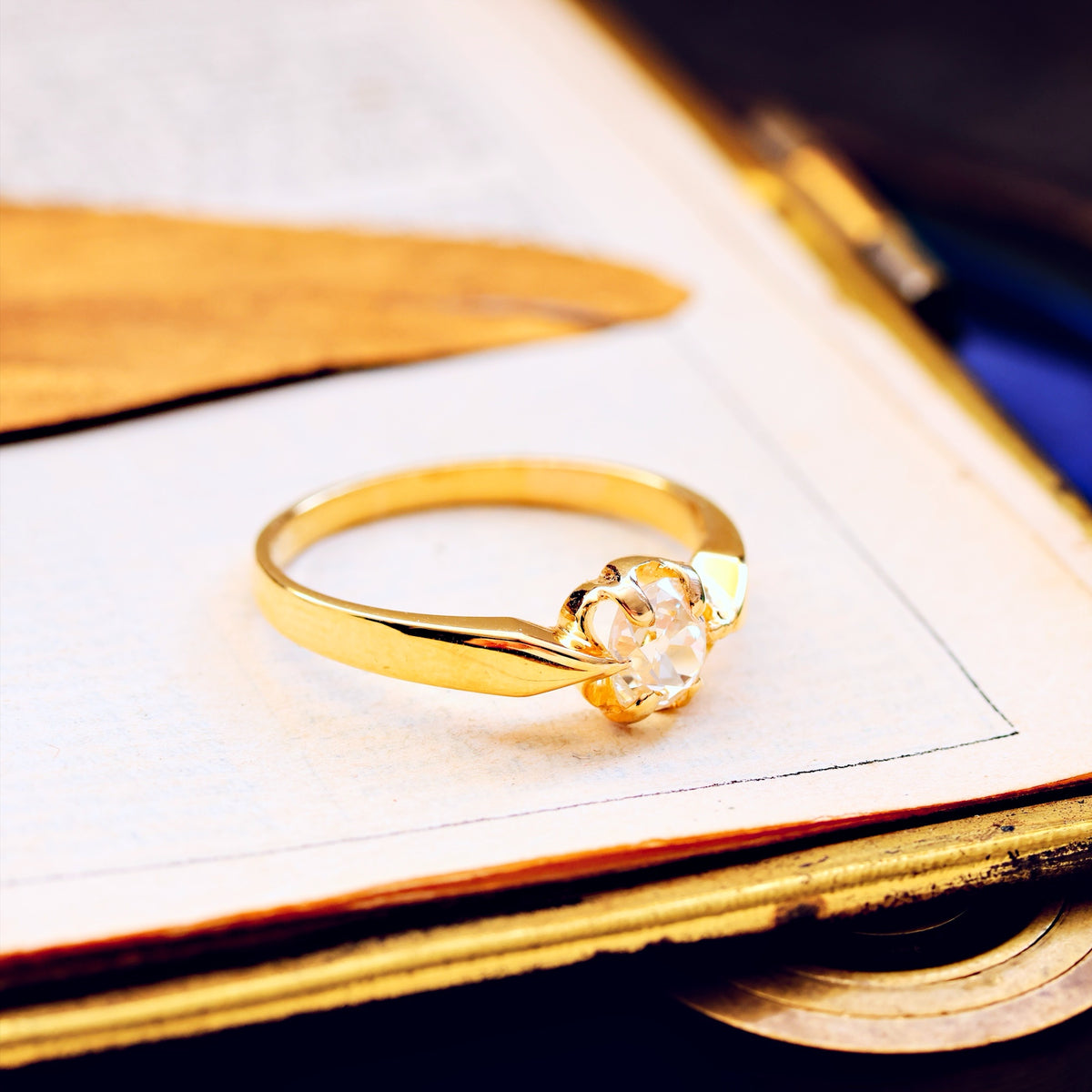 Recycled Antique Mine Cut Diamond Engagement Ring