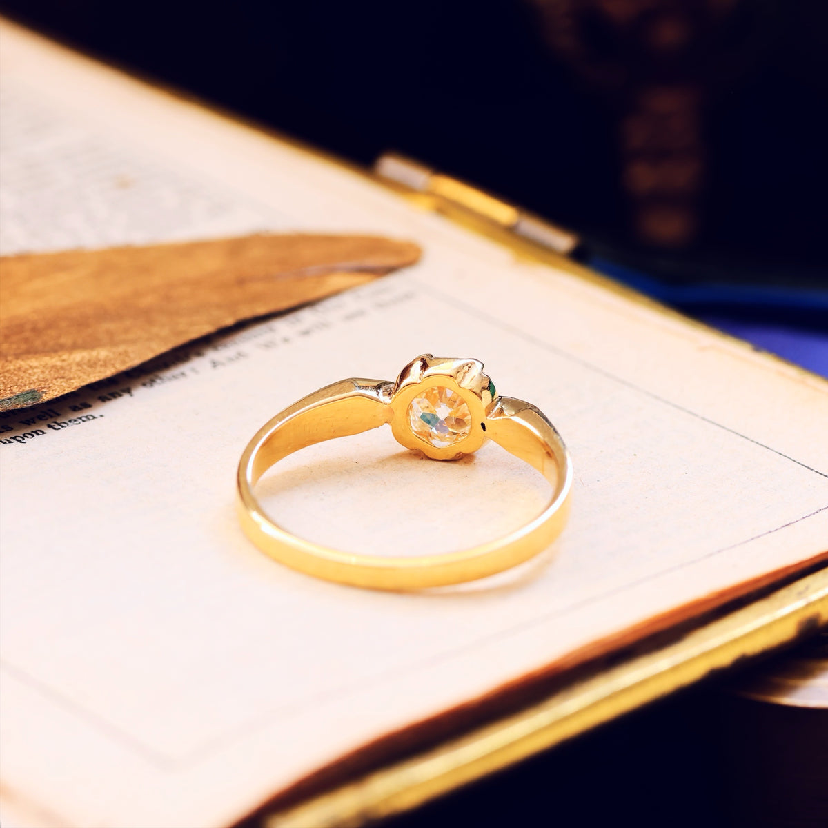 Recycled Antique Mine Cut Diamond Engagement Ring