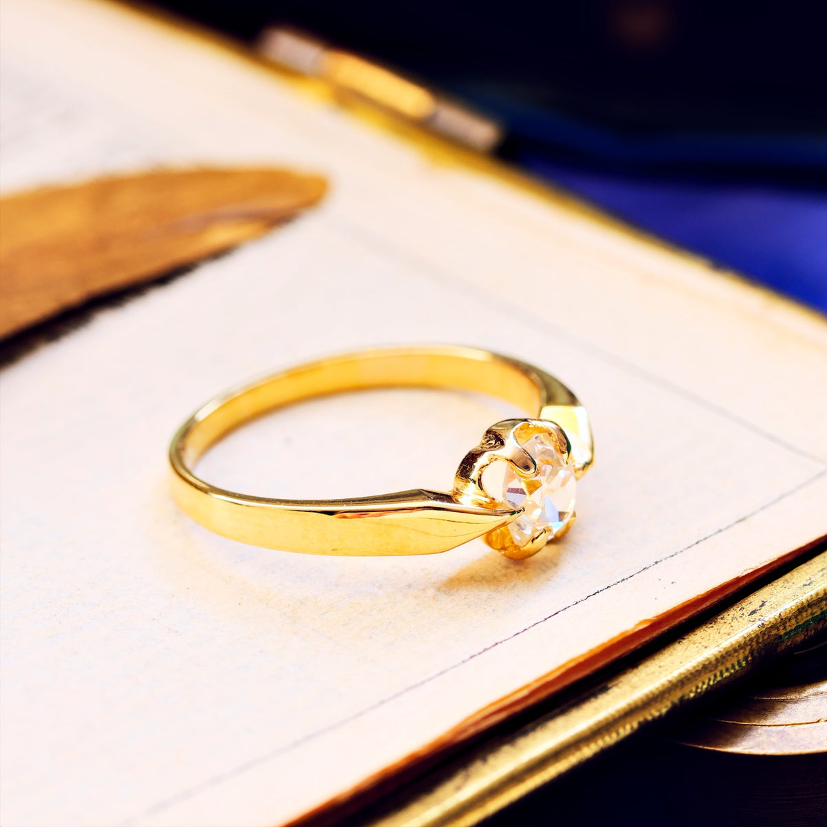 Recycled Antique Mine Cut Diamond Engagement Ring