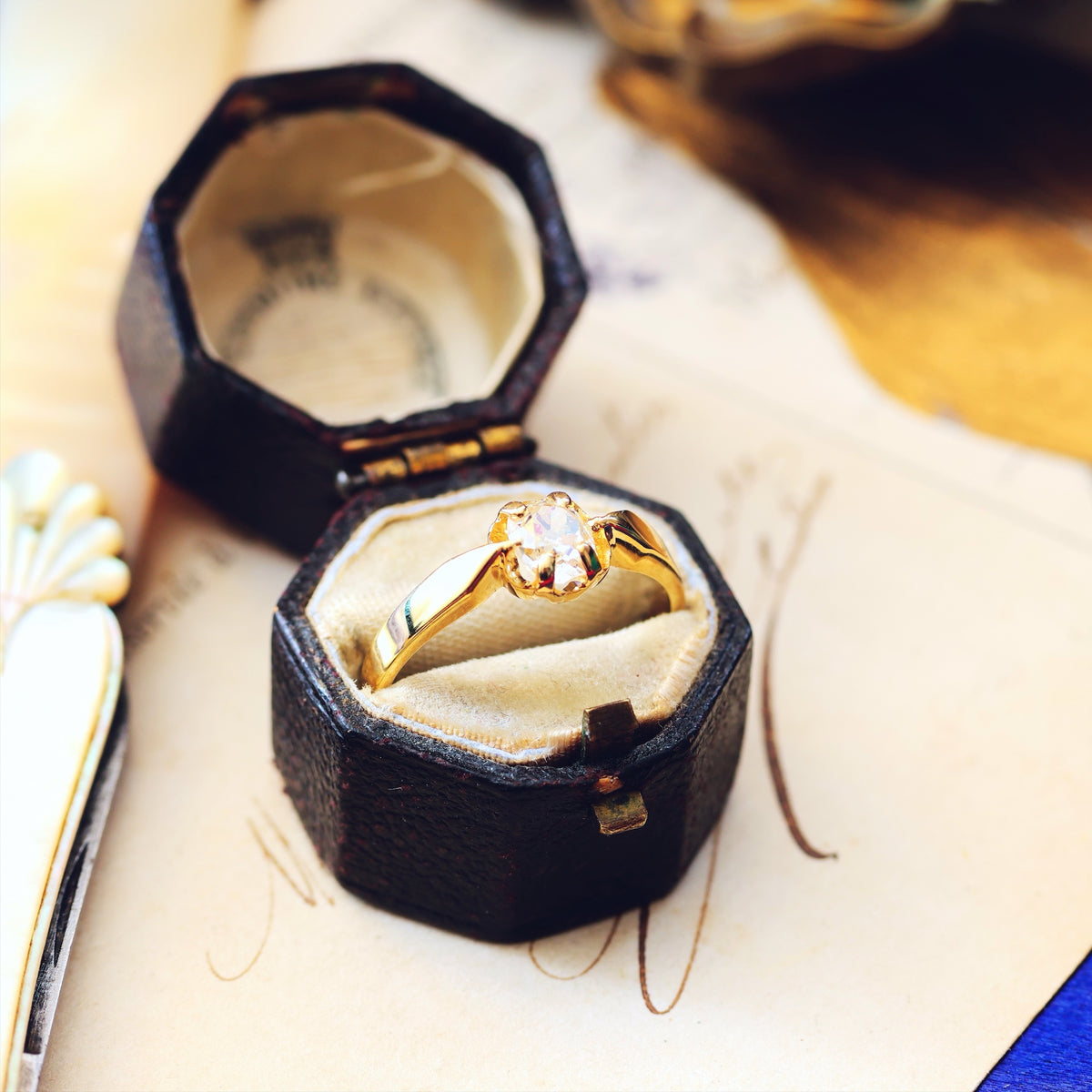 Recycled Antique Mine Cut Diamond Engagement Ring
