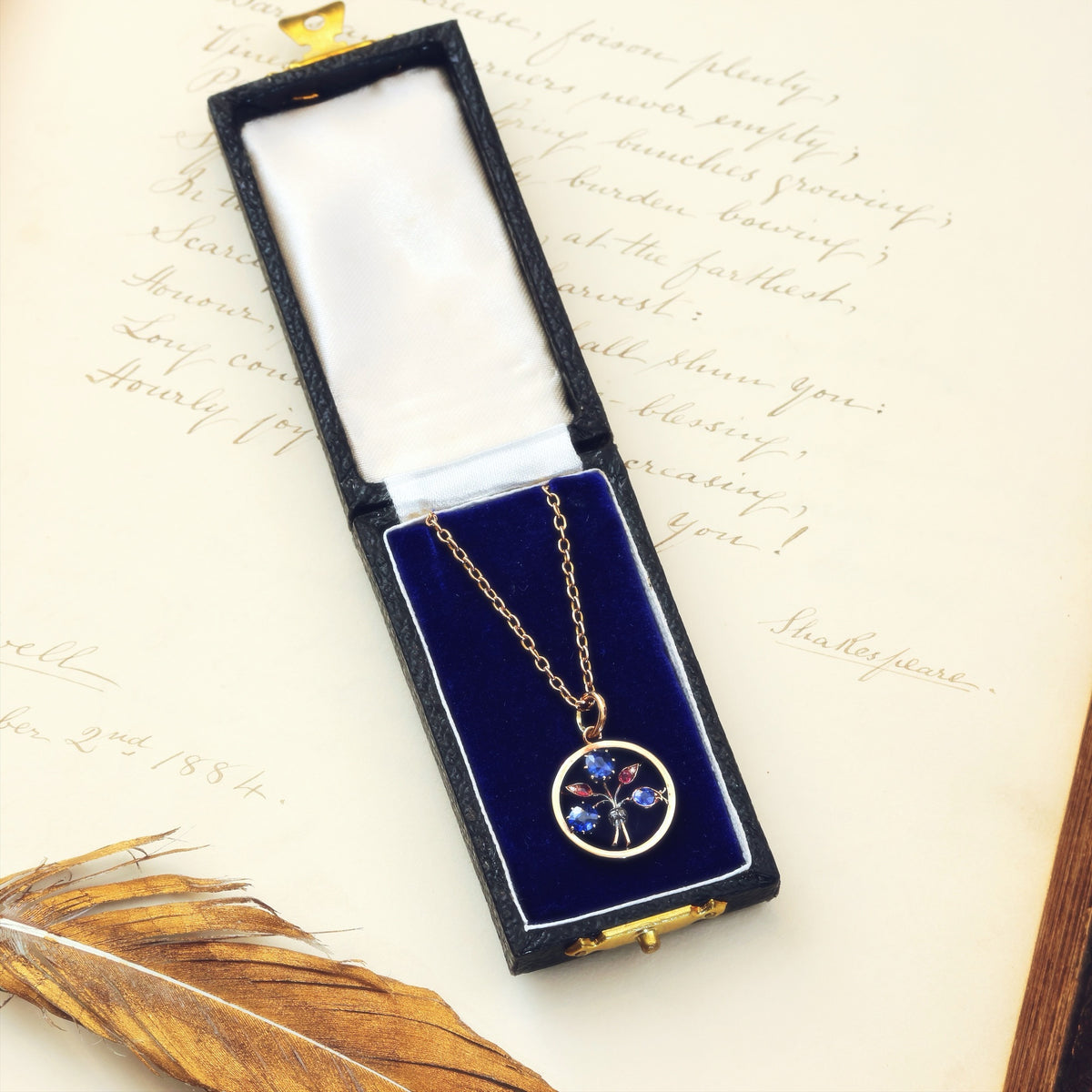 Antique Natural Sapphires, Diamond & Ruby Pendant