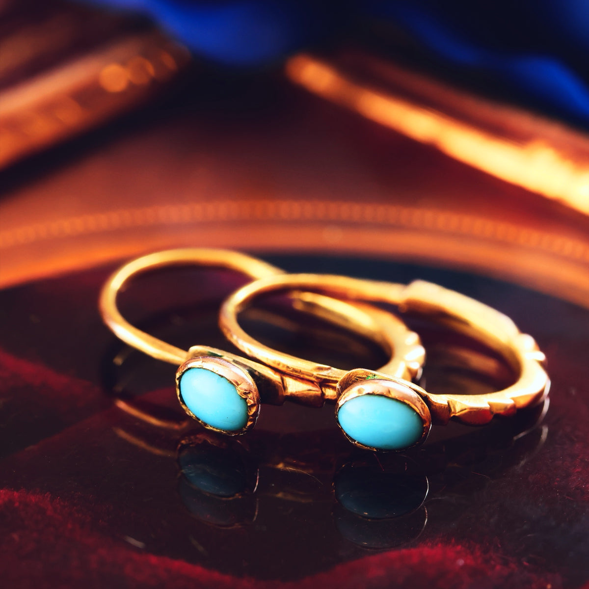 Antique Persian Turquoise 18ct Gold Dormeuse Earrings