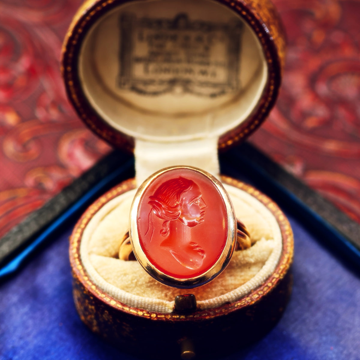 Antique Romanesque Carnelian Goddess Intaglio Ring