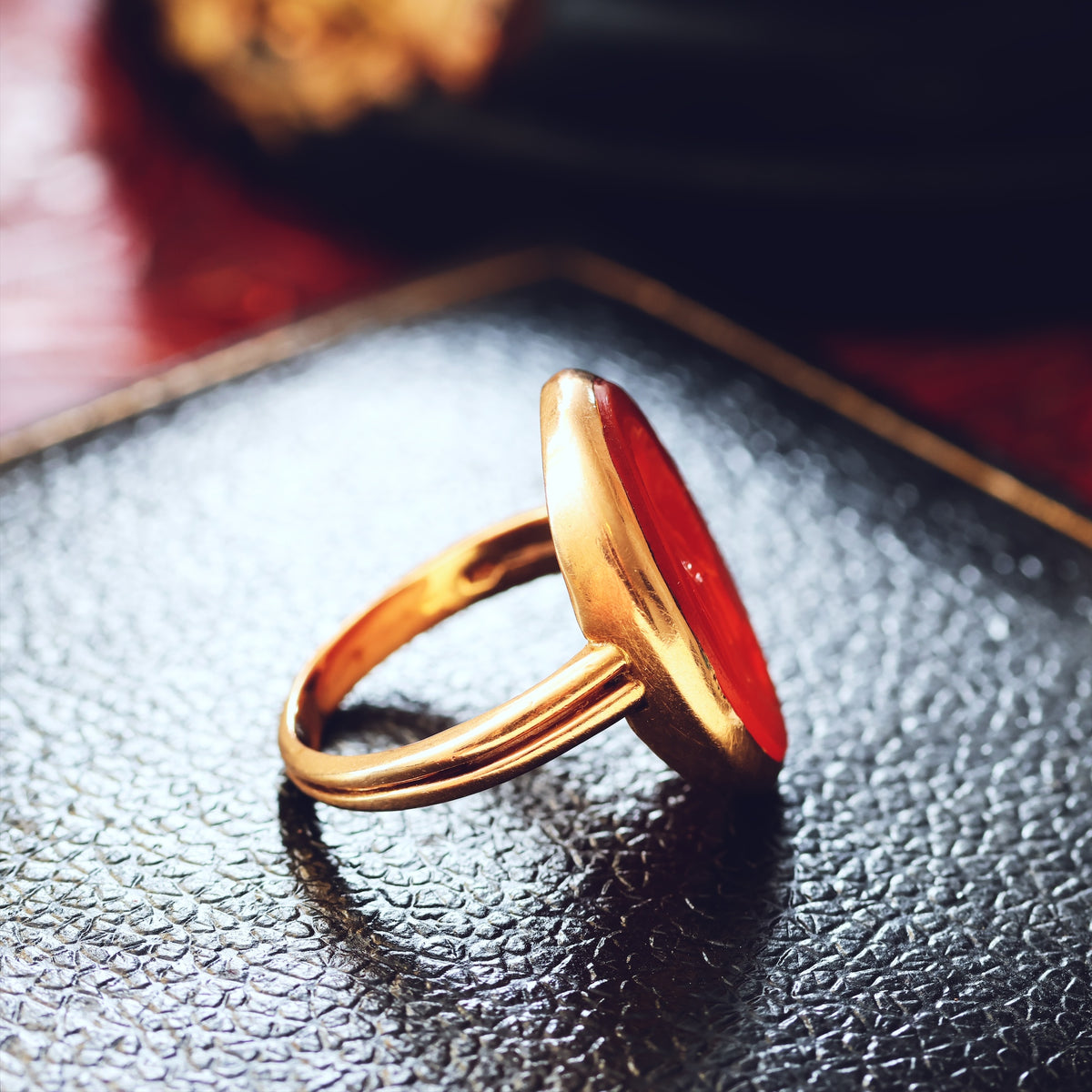 Antique Romanesque Carnelian Goddess Intaglio Ring