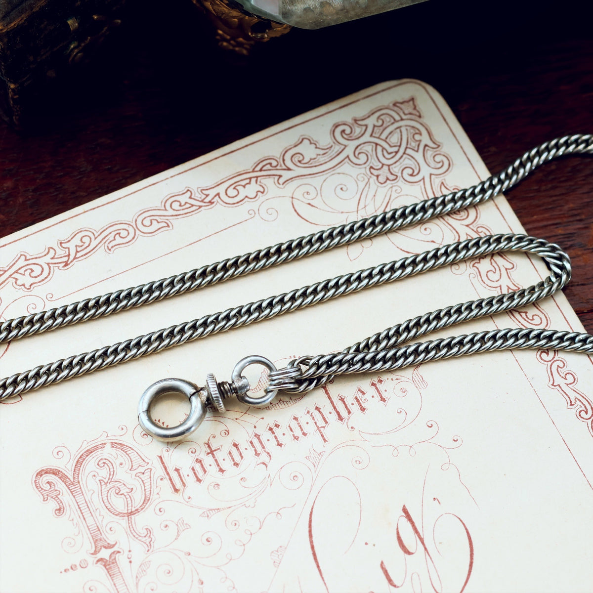 Antique Victorian 60 inch Silver Longuard Chain