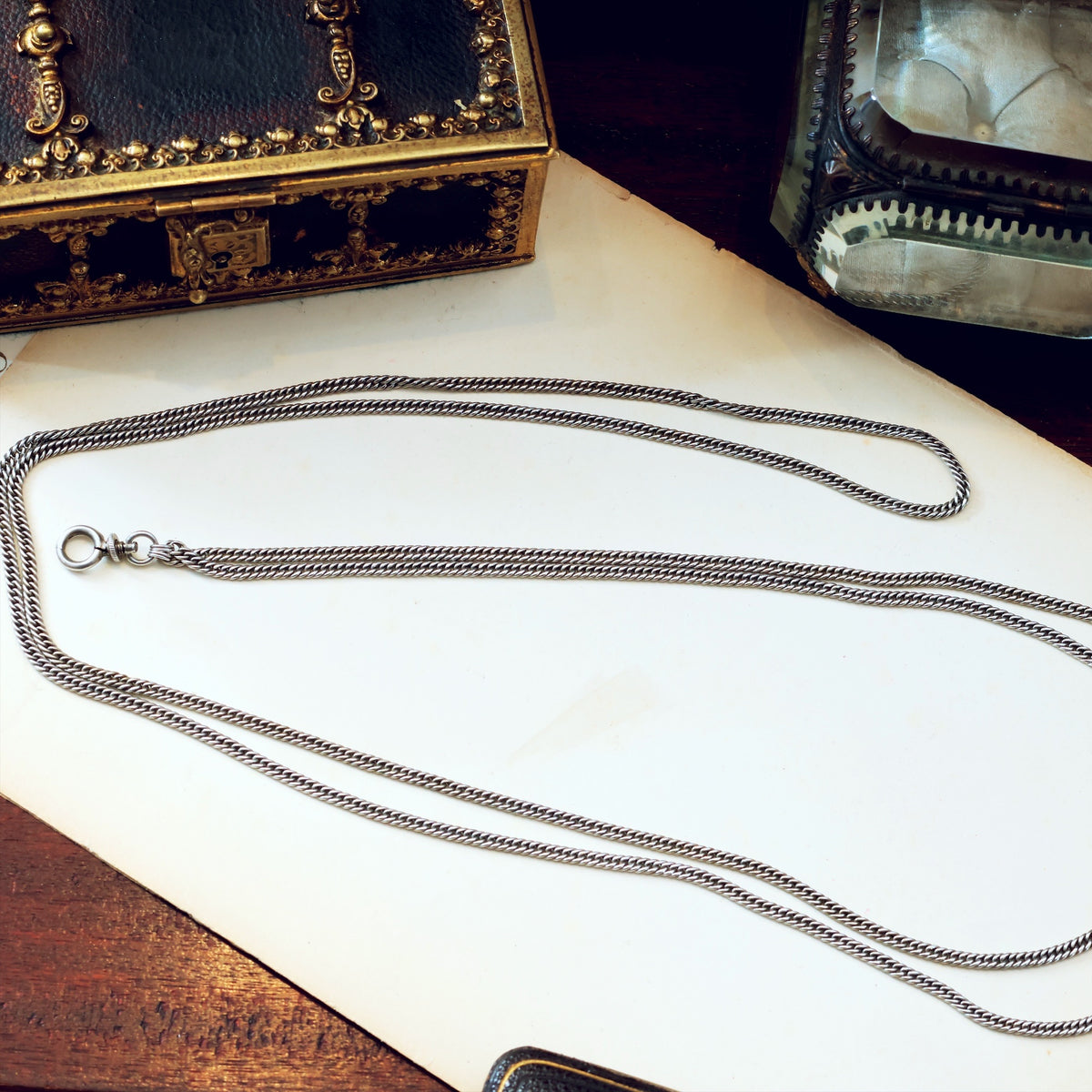 Antique Victorian 60 inch Silver Longuard Chain