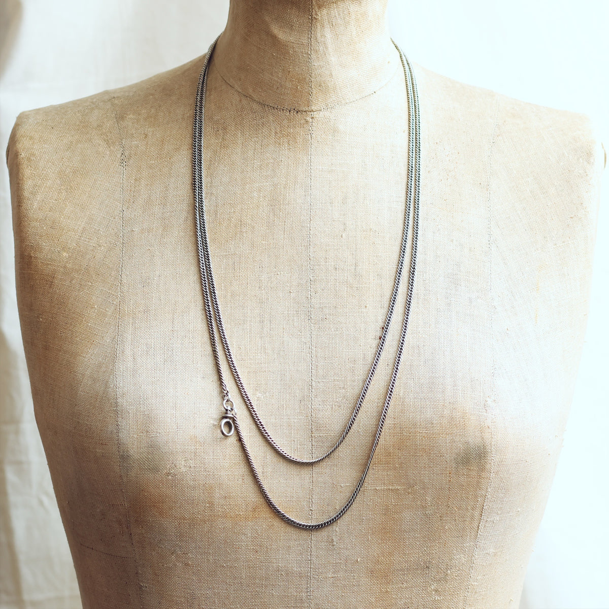 Antique Victorian 60 inch Silver Longuard Chain