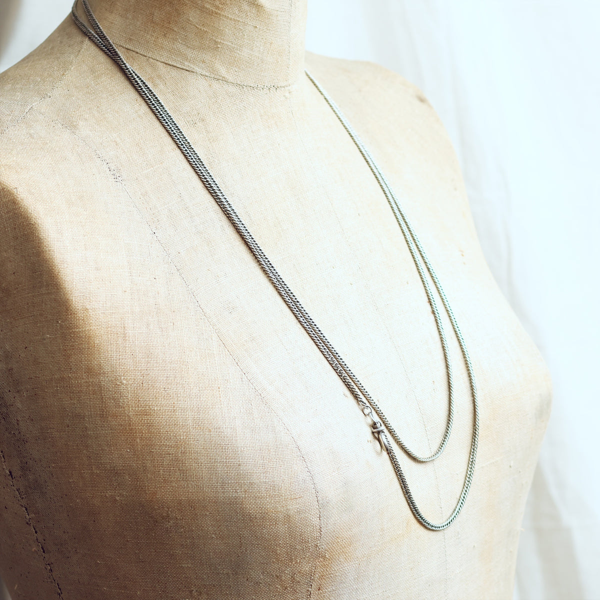 Antique Victorian 60 inch Silver Longuard Chain