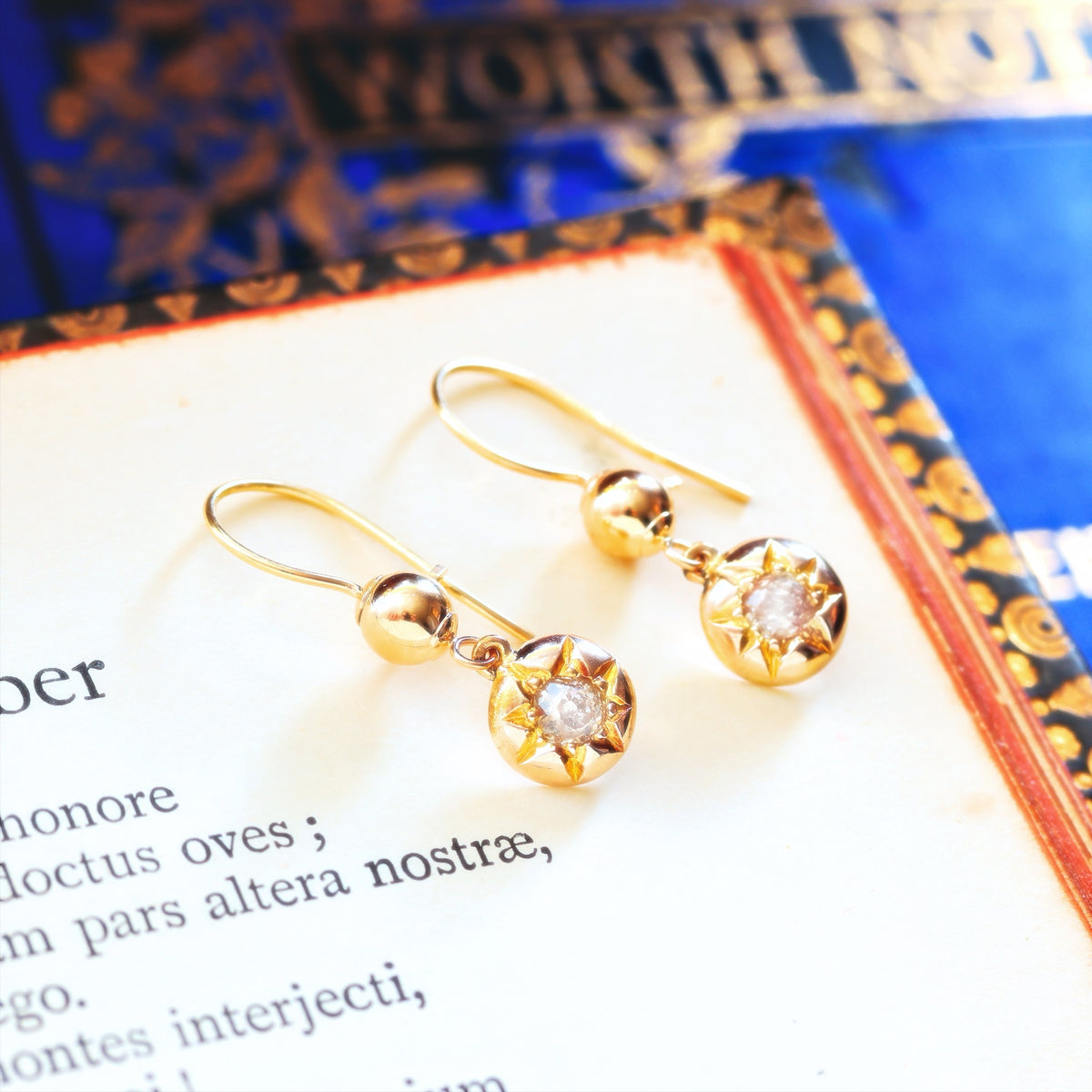Antique Victorian Era Hand Cut Diamond Star Earrings