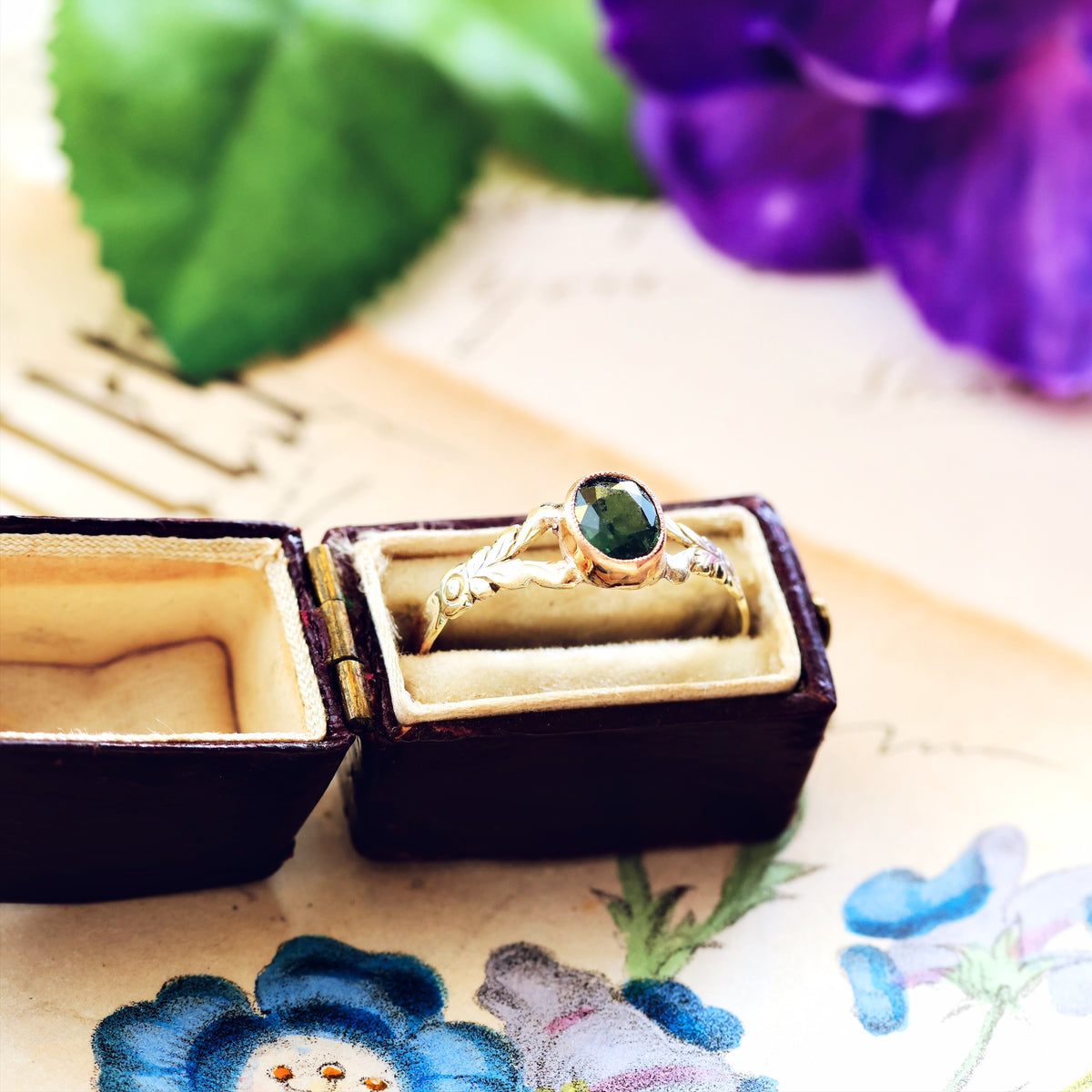 Antique Victorian Olive Green Sapphire Ring