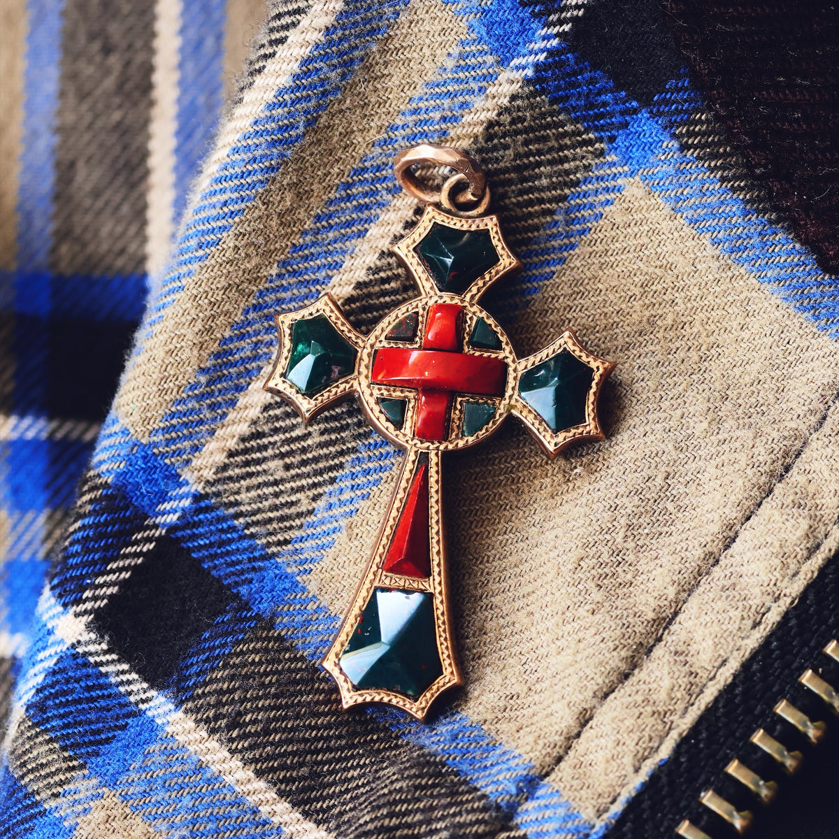 Early Victorian Scottish Agate Celtic Cross Pendant