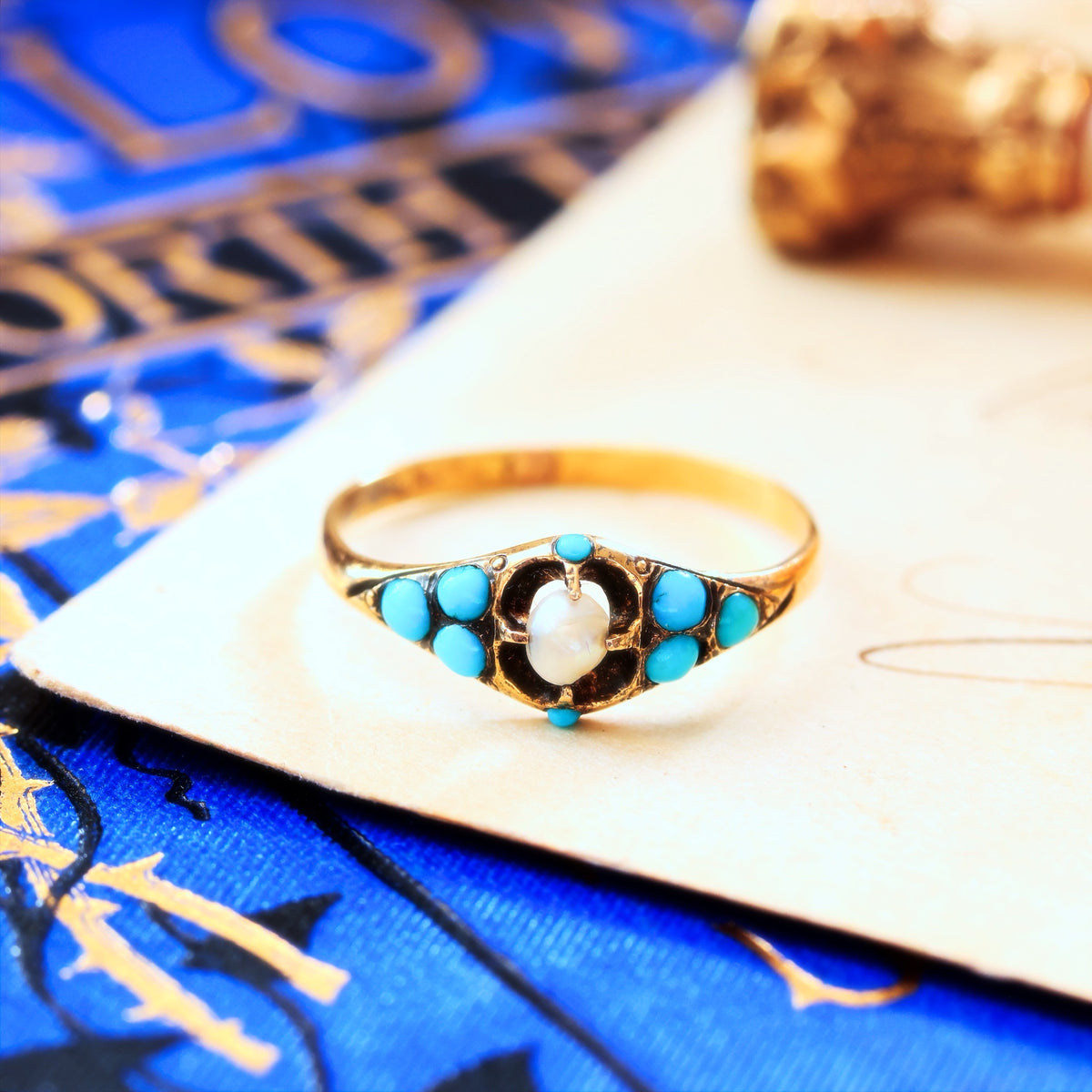Fond Love Victorian Turquoise 'Forget me not' Ring
