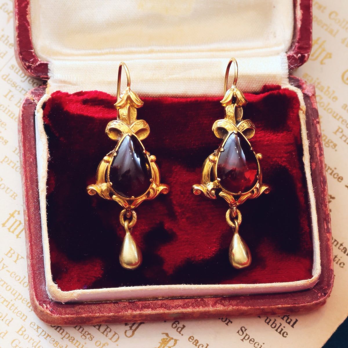 Dramatic Victorian Gothic Garnet Earrings