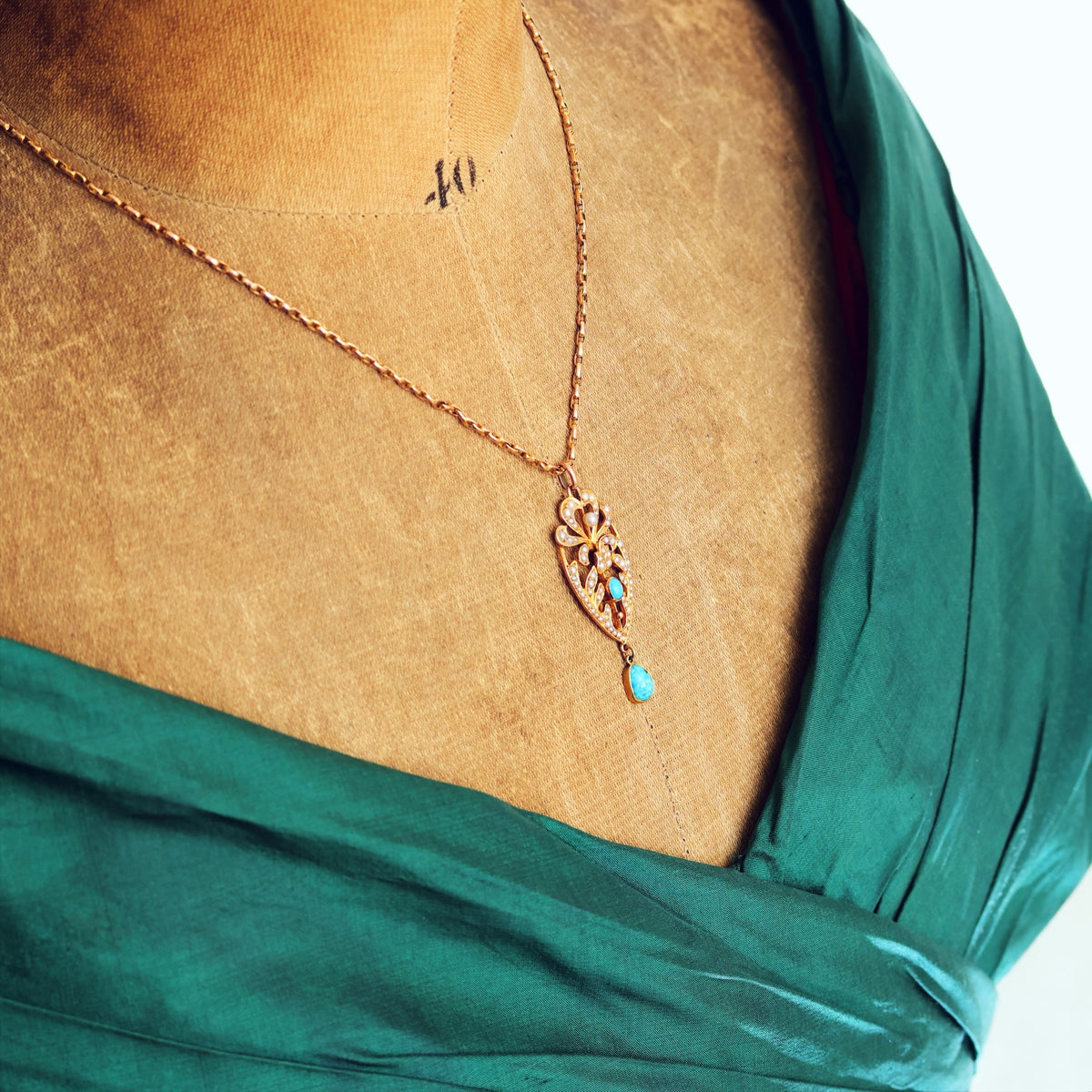 Gorgeous!! Antique Wild Pearl & Turquoise Pendant