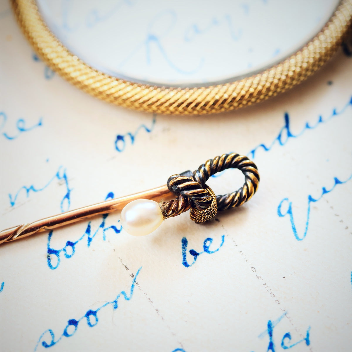 Diminutive Antique Wild Pearl Stick Pin