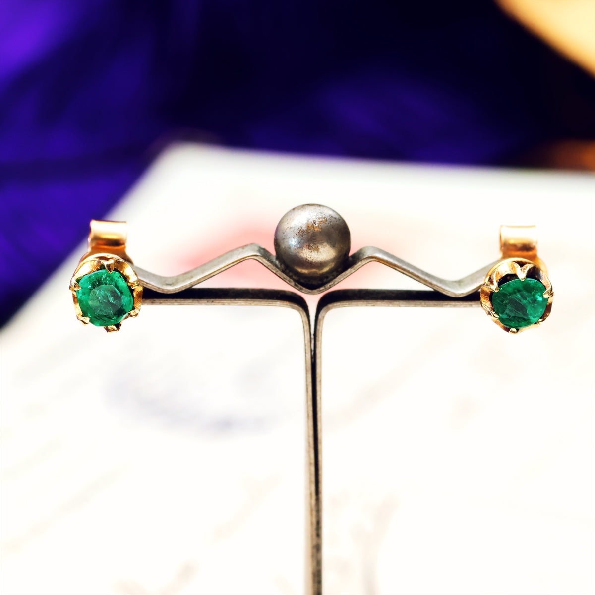 Single Vintage Emerald Stud Earring