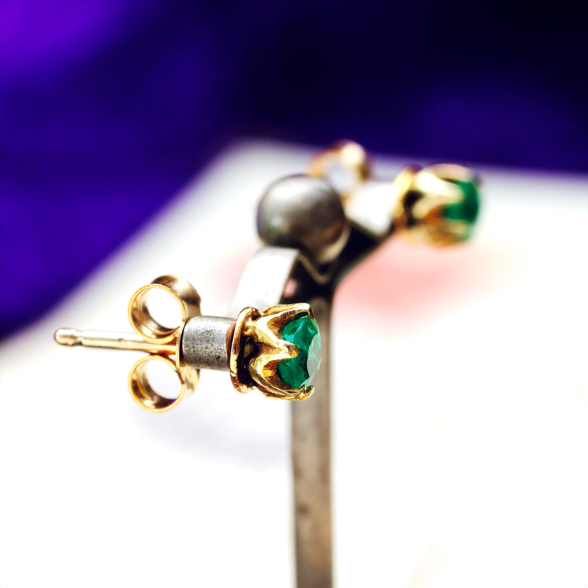 Single Vintage Emerald Stud Earring