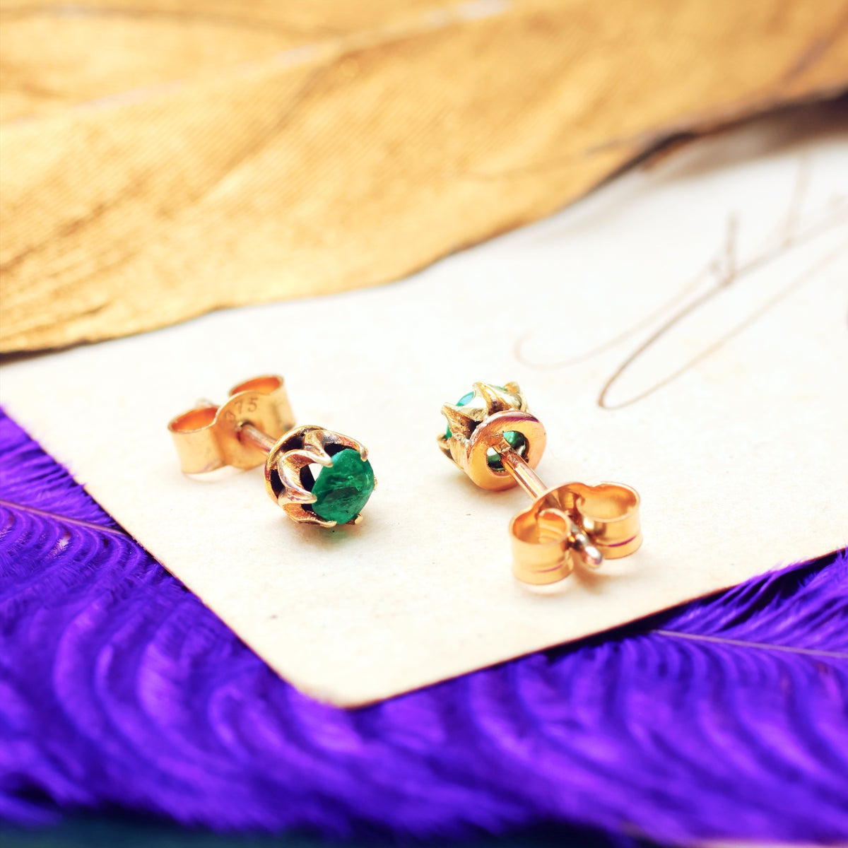 Single Vintage Emerald Stud Earring