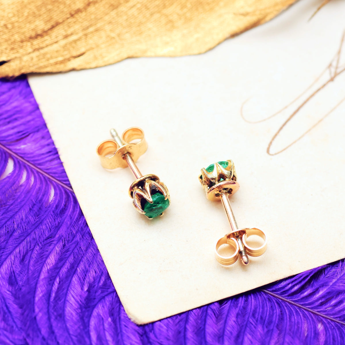 Single Vintage Emerald Stud Earring