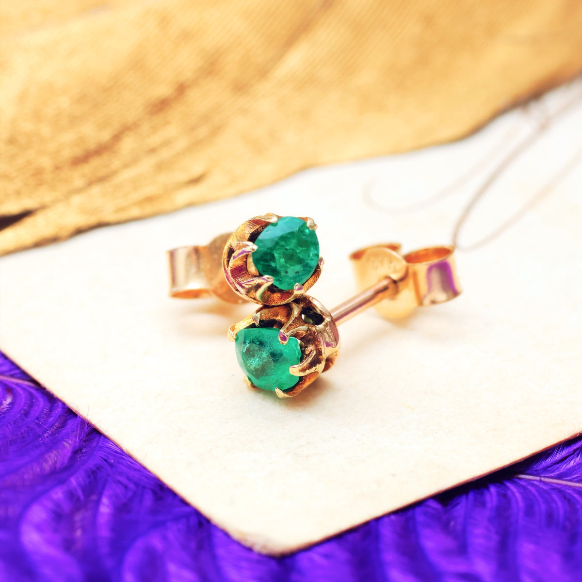 Single Vintage Emerald Stud Earring