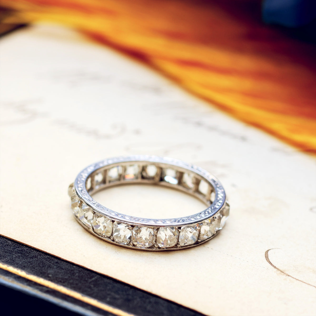 Incredible Rare 4 Carat Peruzzi Cut Diamond Eternity Ring