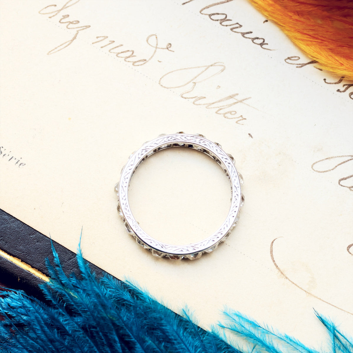 Incredible Rare 4 Carat Peruzzi Cut Diamond Eternity Ring
