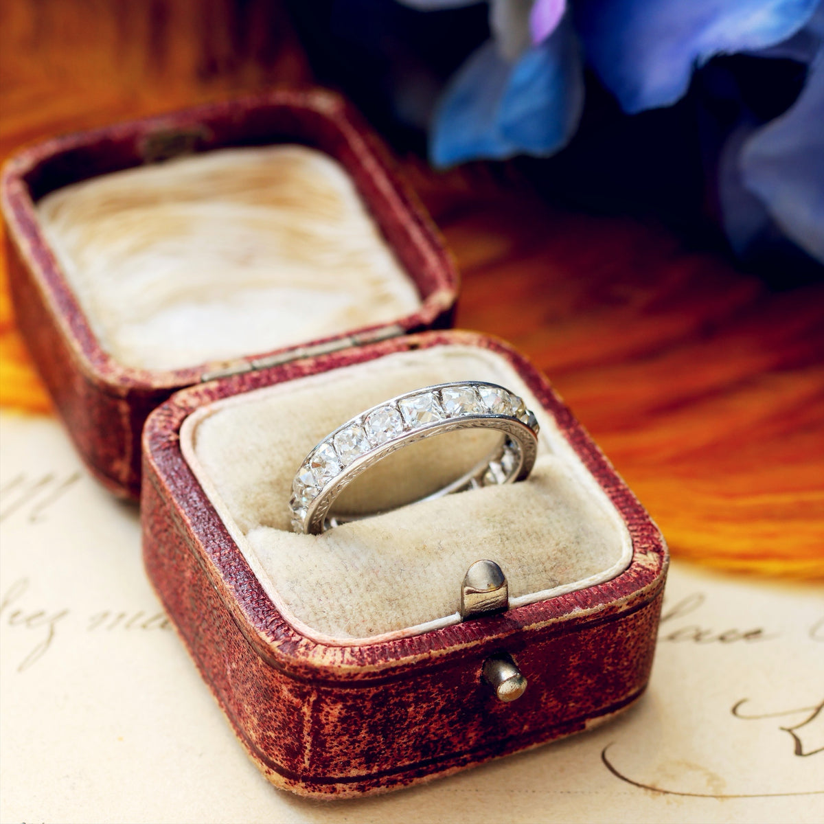 Incredible Rare 4 Carat Peruzzi Cut Diamond Eternity Ring