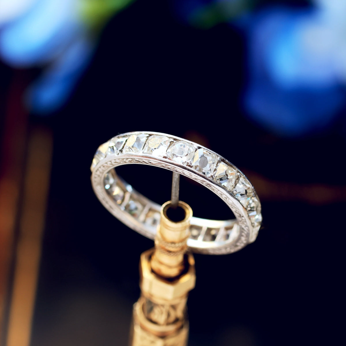 Incredible Rare 4 Carat Peruzzi Cut Diamond Eternity Ring