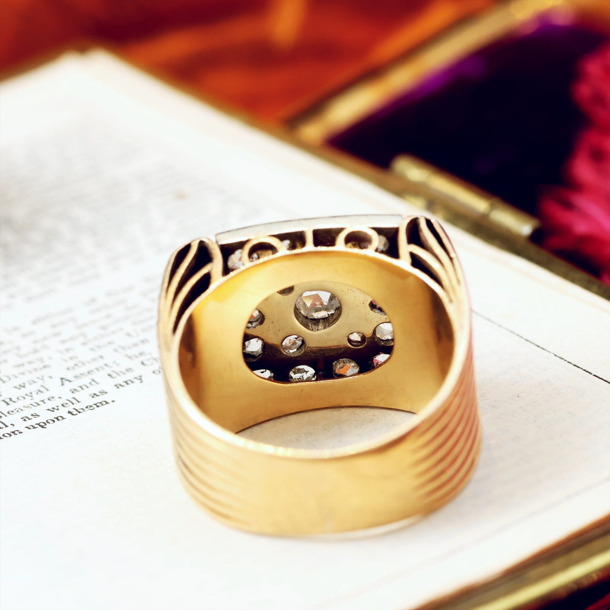 Dramatic! Unisex Art Deco Rose Cut Diamond ‘Tank’ Ring