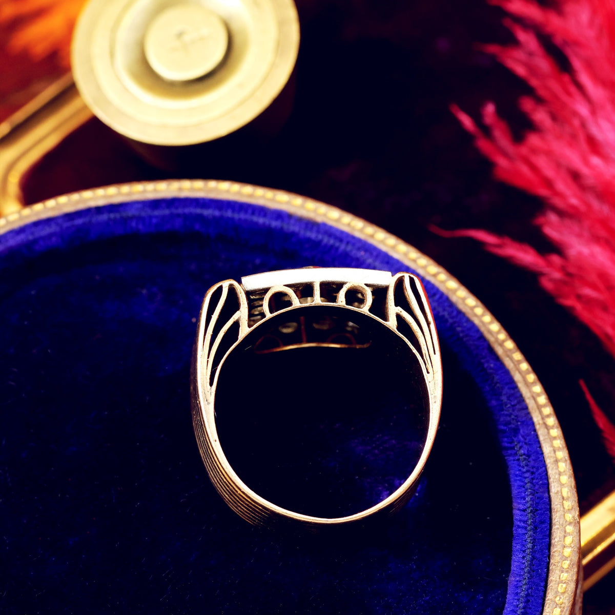 Dramatic! Unisex Art Deco Rose Cut Diamond ‘Tank’ Ring